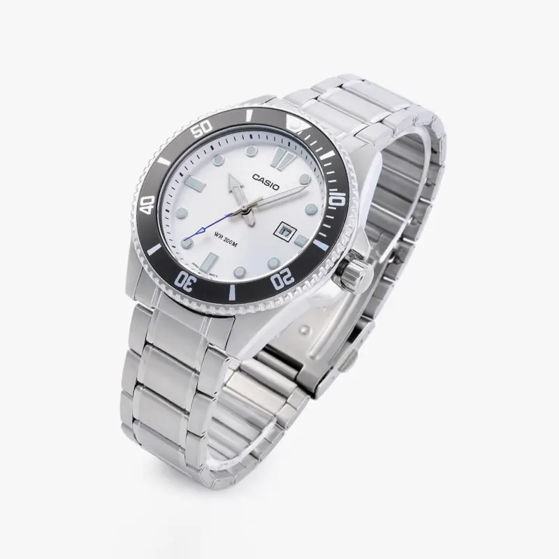 Casio Duro Diver's 200M White Dial Casual Men's Watch- MDV-107D-7AV